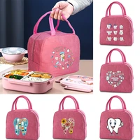lunch bags for children school packed thermal food handbags lunchbox organizer teeth print women picnic insulated box cooler bag