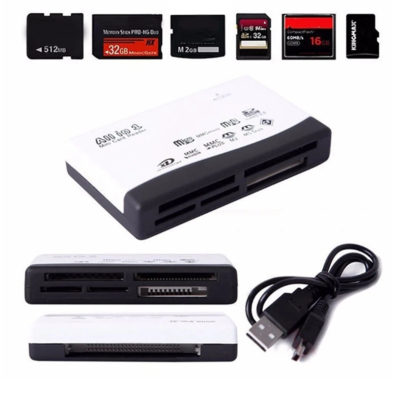 

Card Reader USB2.0 Memory Card Reader Fast Data Transmission All In One Card Reader Support TF CF SD Mini SD MS XD