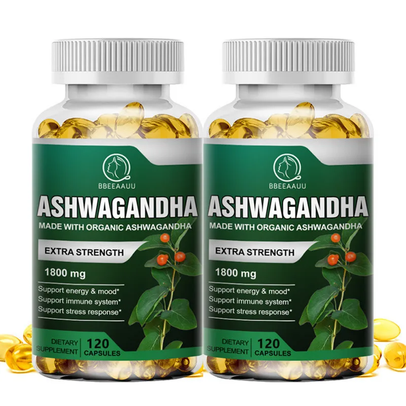 BEAU Organic Ayurvedic Ashwagandha Capsule to Help Sleep Supplement Reduce Anxiety Enhances Immunity Energy Support Health Food