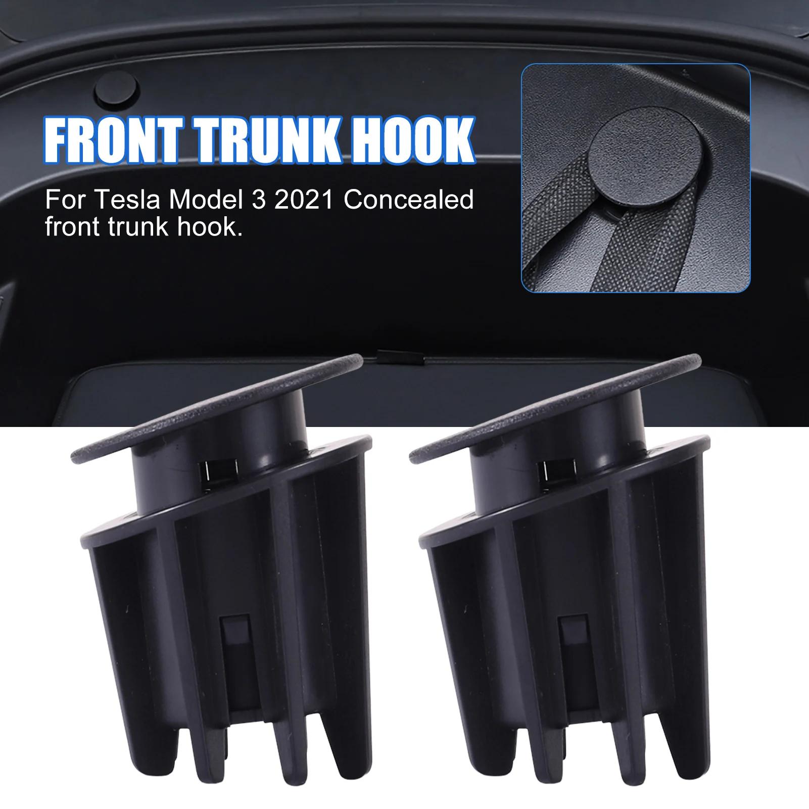 

2PCS Car Grocery Bag Hooks For Model 3 2021 ForTesla Front Trunk Hook Punch-free Hook Car Accessories Car Storage Hook