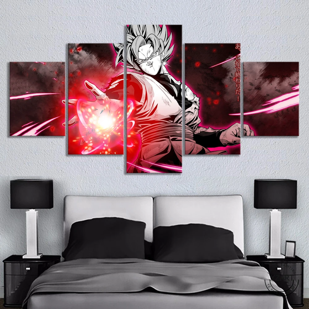 

Dragon Ball Super Black Goku Anime Poster Frameless Painting Cartoon Wall Stickers Canvas Paintings Kids Room Decor No Frame