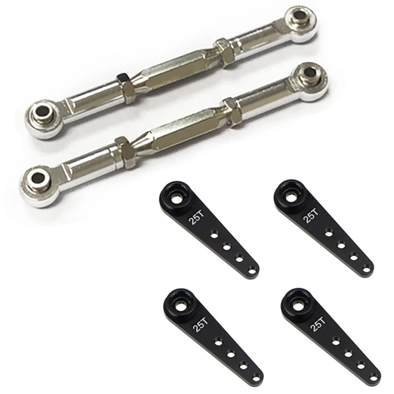 

4PCS 37Mm Extension Steering Servo Arm Horn & 2 Pcs Steering Turnbuckle Toe Link Camber Linkage Balls Left Right