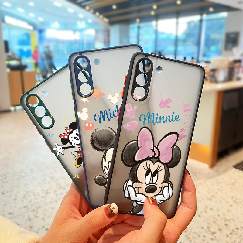 

Couple Mickey and Minnie For Samsung S22 S21 Ultra S20 FE S10E S10 Lite S9 S8 Plus Frosted Translucent Matte Cover Phone Case