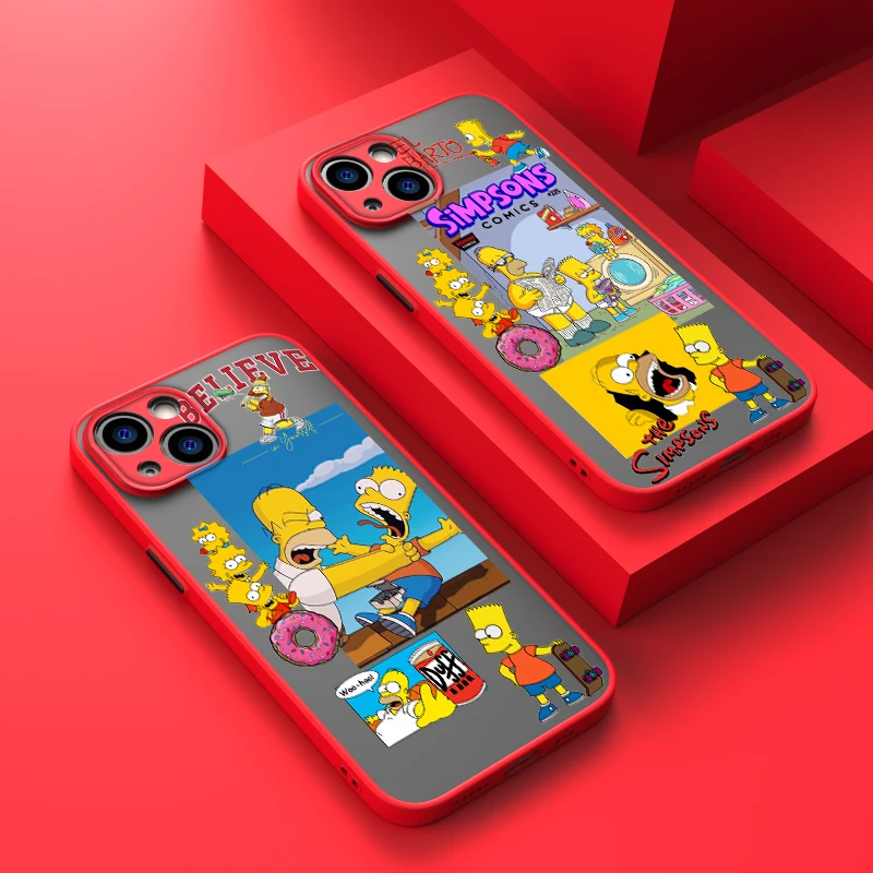 

The Simpsons Homer Bart Matte Phone Case For Apple iPhone 14 13 12 11 XS XR Pro MAX 8 7 Plus Frosted Translucent