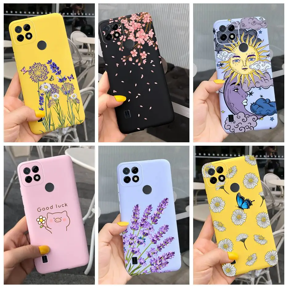 Чехол для Realme C21, чехол Realme C21Y, милый Модный мягкий чехол из искусственной кожи для Realme C21 Y C 21Y RealmeC21, задняя крышка, бампер