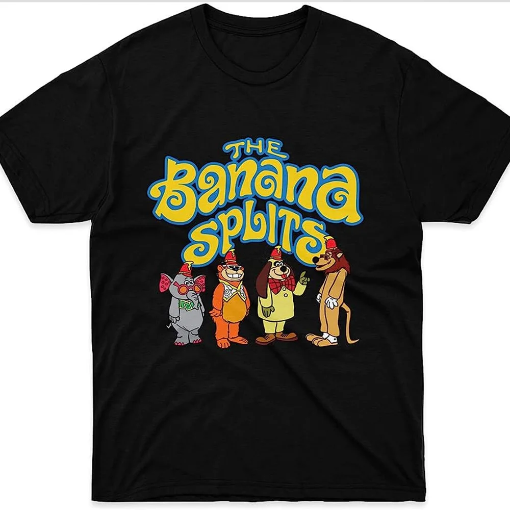 Футболка LOVELY The Banana Splits с мультяшными животными черная все размеры S-5Xl