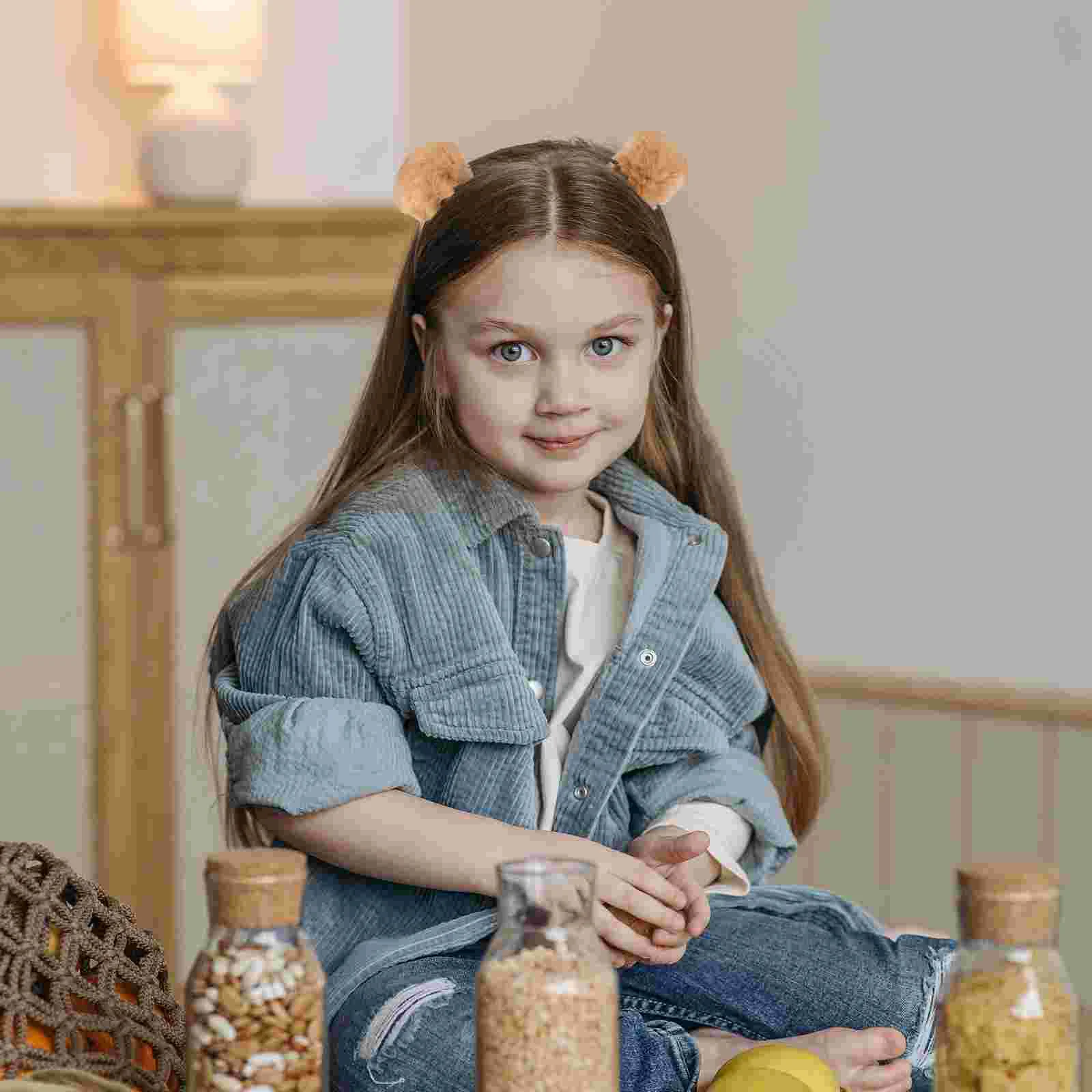 4pcs Fuzzy Ball Cat Ear Headband Lovely Headwear Accessory for Kids Children (Mixed Style)