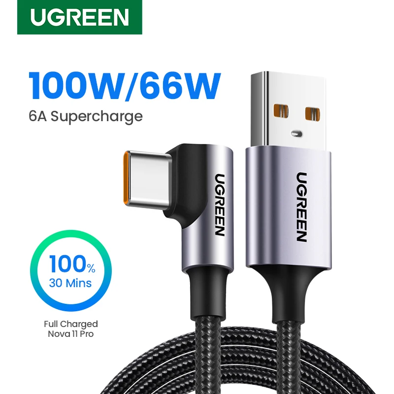 UGREEN 100 Вт 6A USB Type C кабель для Huawei Honor 100 Вт/66 Вт Супер ...