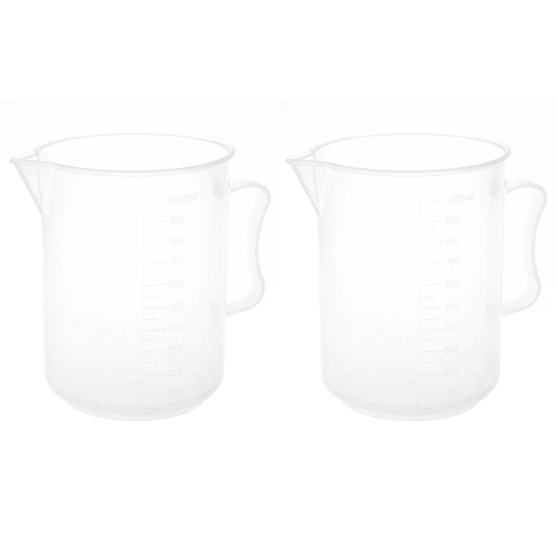 

2X 1000ML Capacity Clear Plastic Graduated Laboratory Measuring Set Beaker