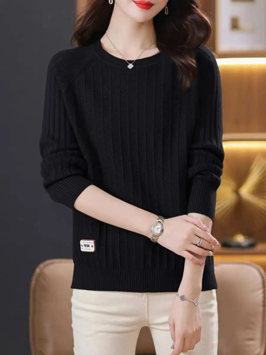 Женский Универсальный однотонный пуловер шерстяной свитер высокого качества с