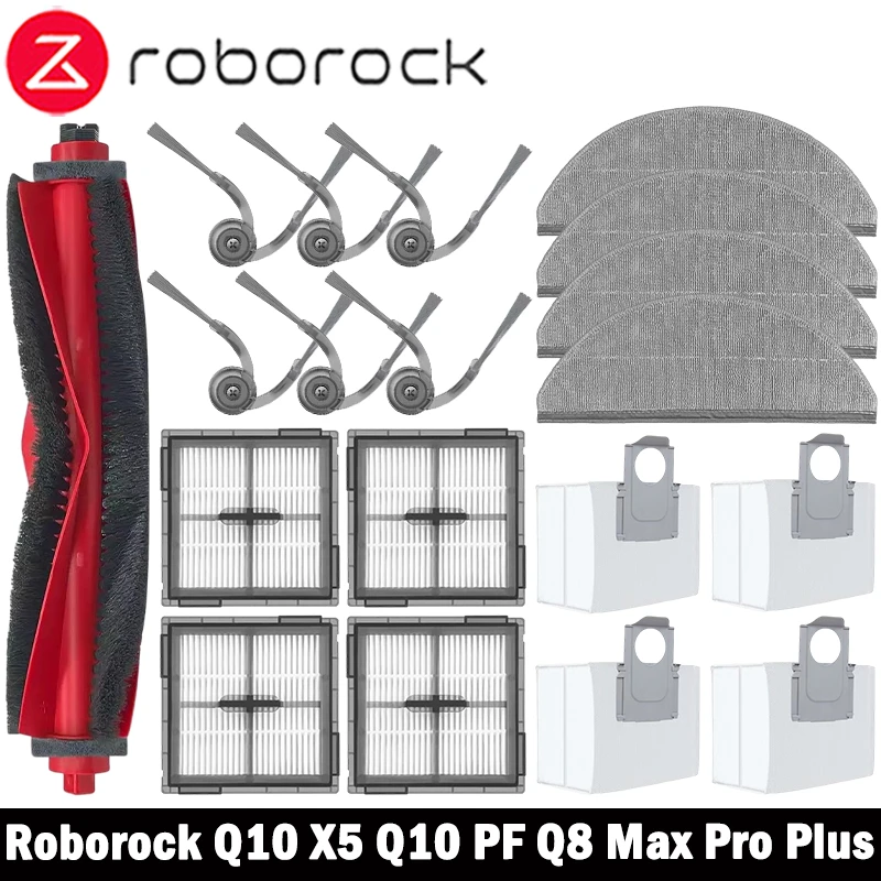 Фото Roborock Q10 X5 / Q10 PF / Q10P / Q8+ / Q8 Max Pro Plus Запасные части Аксессуары Основная боковая щетка Hepa-фильтр Мешок для пыли №1