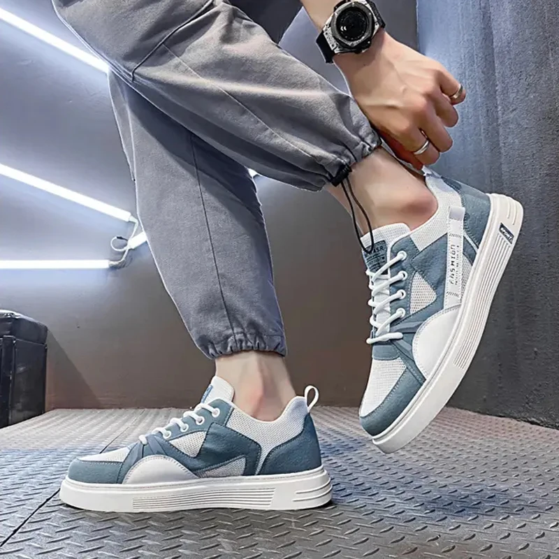 Mesh Skateboarding Shoes for Men Sneakers White Bottom Non-slip Leisure Walking Shoes Sport Footwear