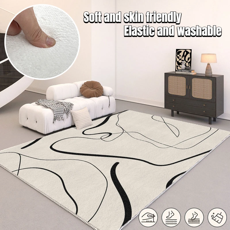 

French Minimalism Living Room Carpets Decoration Bedroom Fashion Soft Floor Mat Washable Balcony Sofa Large Area Rugs Non-slip