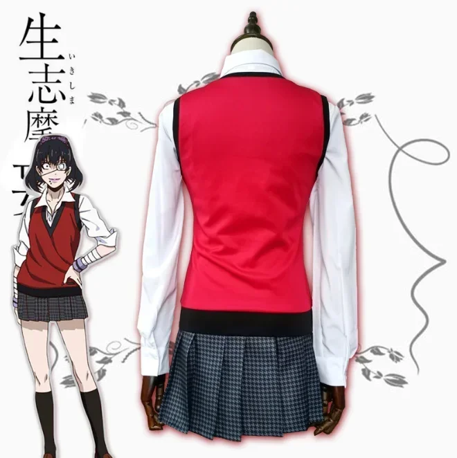 Аниме Ikishima Midari женщина косплей Kakegurui JK униформа костюм комплект рубашка + жилет