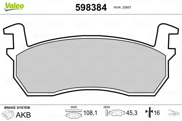 

598384 для десяти тормозных колодок MICRA 1,0 K10