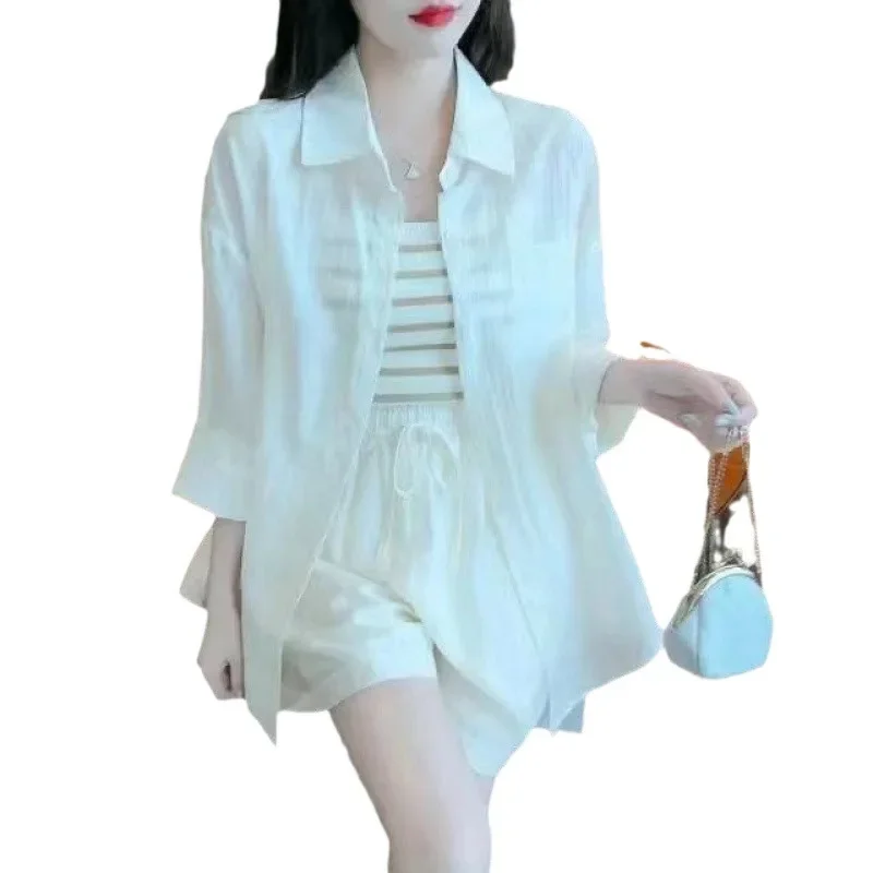 Новинка лета 2024 модный элегантный женский костюм в Корейском стиле с коротким