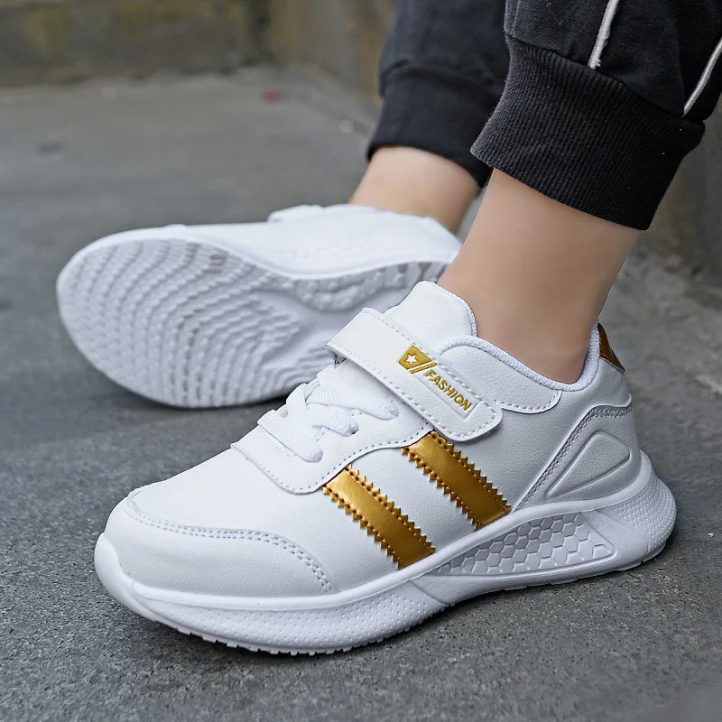 Children's Fashion Sports Shoes Boys Running Shoes Leisure Breathable Outdoor Kids Shoes Lightweight Sneakers Girls White Shoes