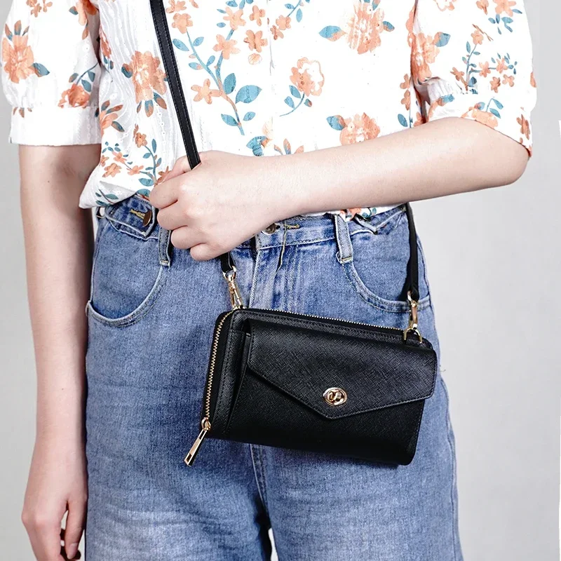 Модная дизайнерская сумка через плечо из натуральной кожи для девушек кошелек RFID