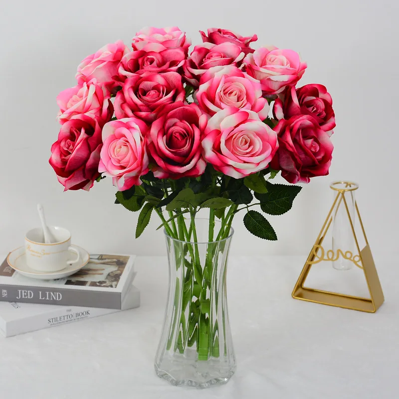 Букет искусственных цветов 50 см красное бархатное украшение для свадебного