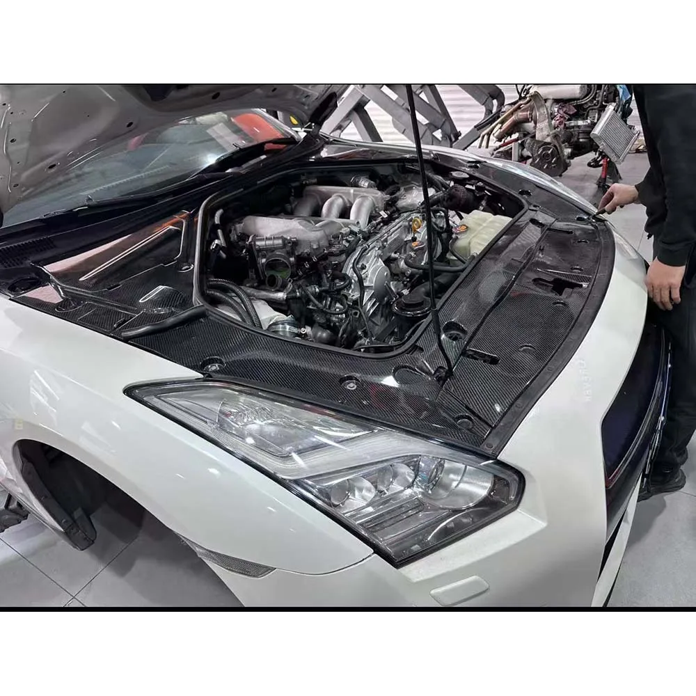 Комплект крышек для двигателя из сухого карбона для Nissan GTR35 2008-2024: открывающаяся панель охлаждения двигателя, внутренняя металлическая крышка моторного отсека (art.: 3920daa8d67e9) - 3920daa8d67e9