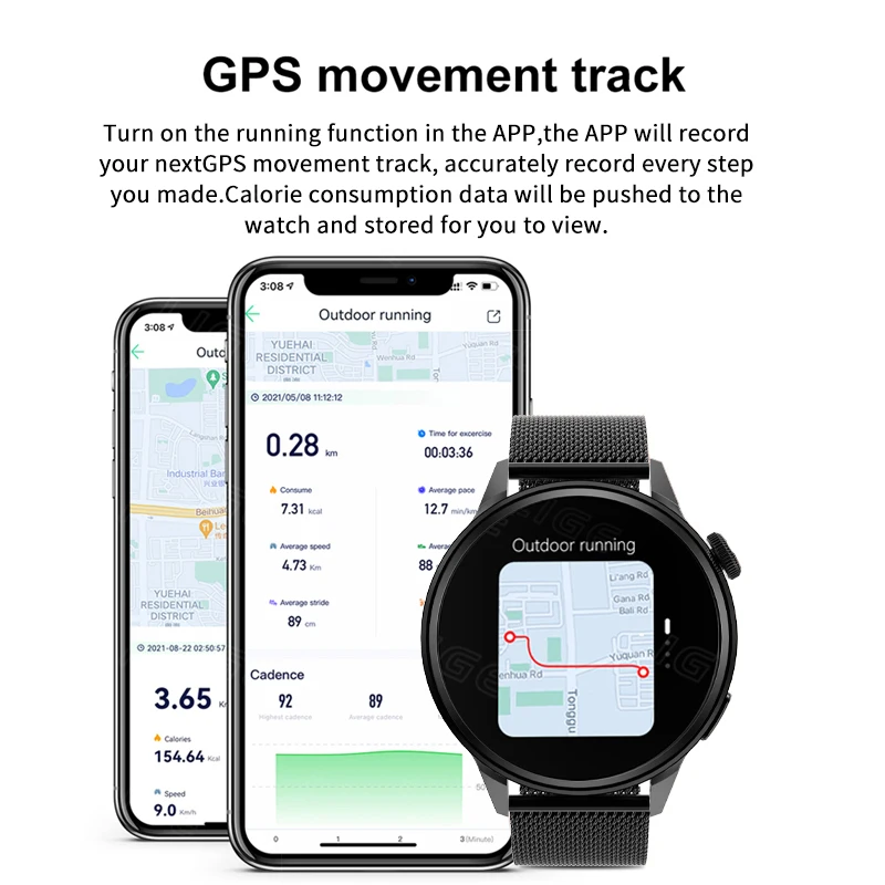 LIGE Новый 390 * HD Экран NFC Смарт-часы Мужчины Bluetooth Звонок Спорт GPS Трек Часы
