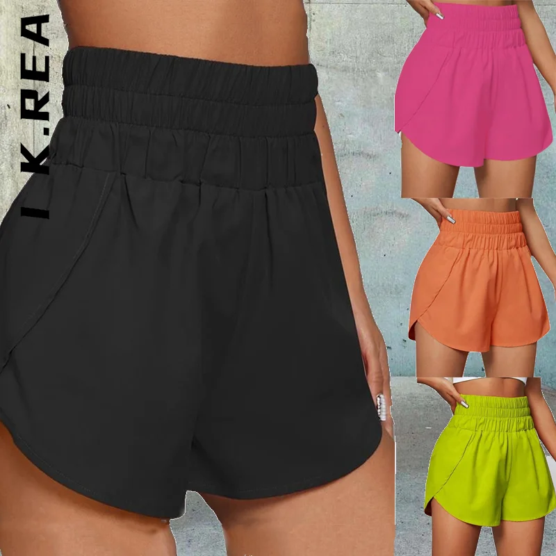 

I K.Rea Running Shorts Women New Loose Beach Casual Women's Summer Shorts High Waist Elastic Female Gym Shorts Women Clothing