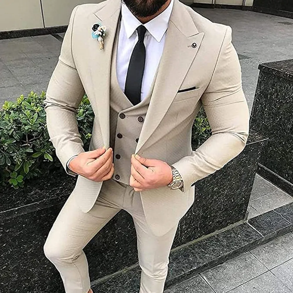 3 Piece Men's Suit  Slim Fit  One Button Blazer  Business Suits  Wedding Prom Suits For Wedding (Blazer+vest+Pants)