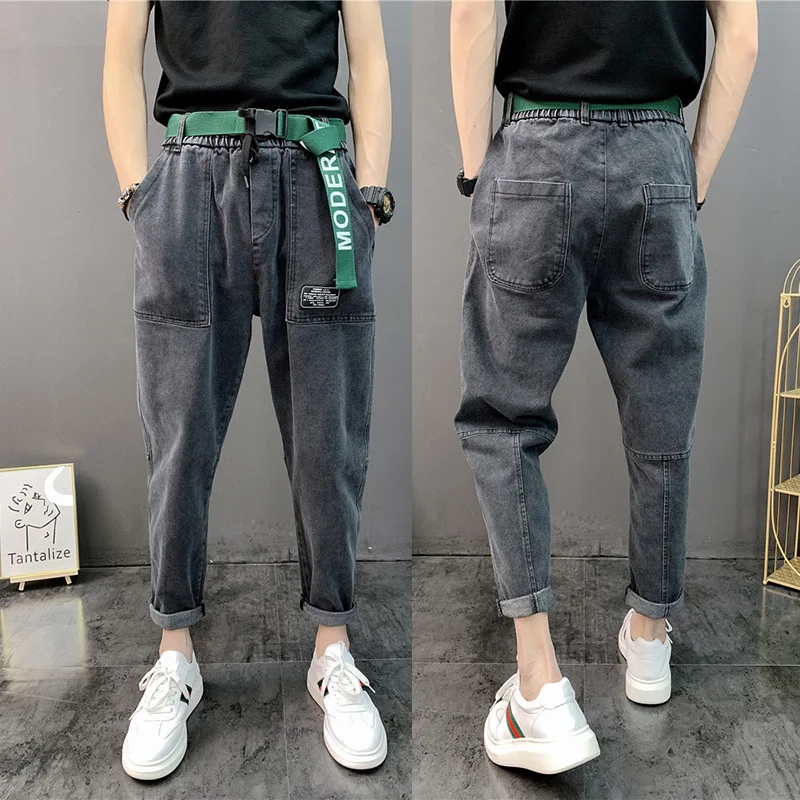 

Summer 2022 Fashion Street Stretch Pants Men's Trend Wild Self-cultivation Feet Pants Beam Harem Pants Social Spirit Guy Pants