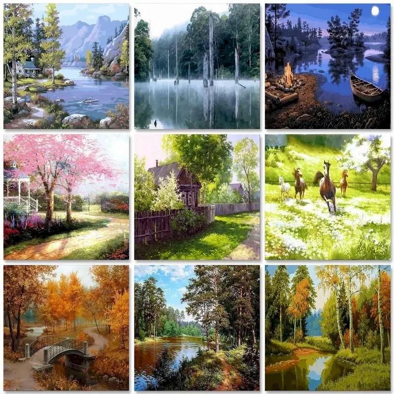 

GATYZTORY Scenery Paint By Numbers Kiss DIY 40x50cm Oil Painting By Numbers On Canvas Landscape Frameless Digital Hand Painting