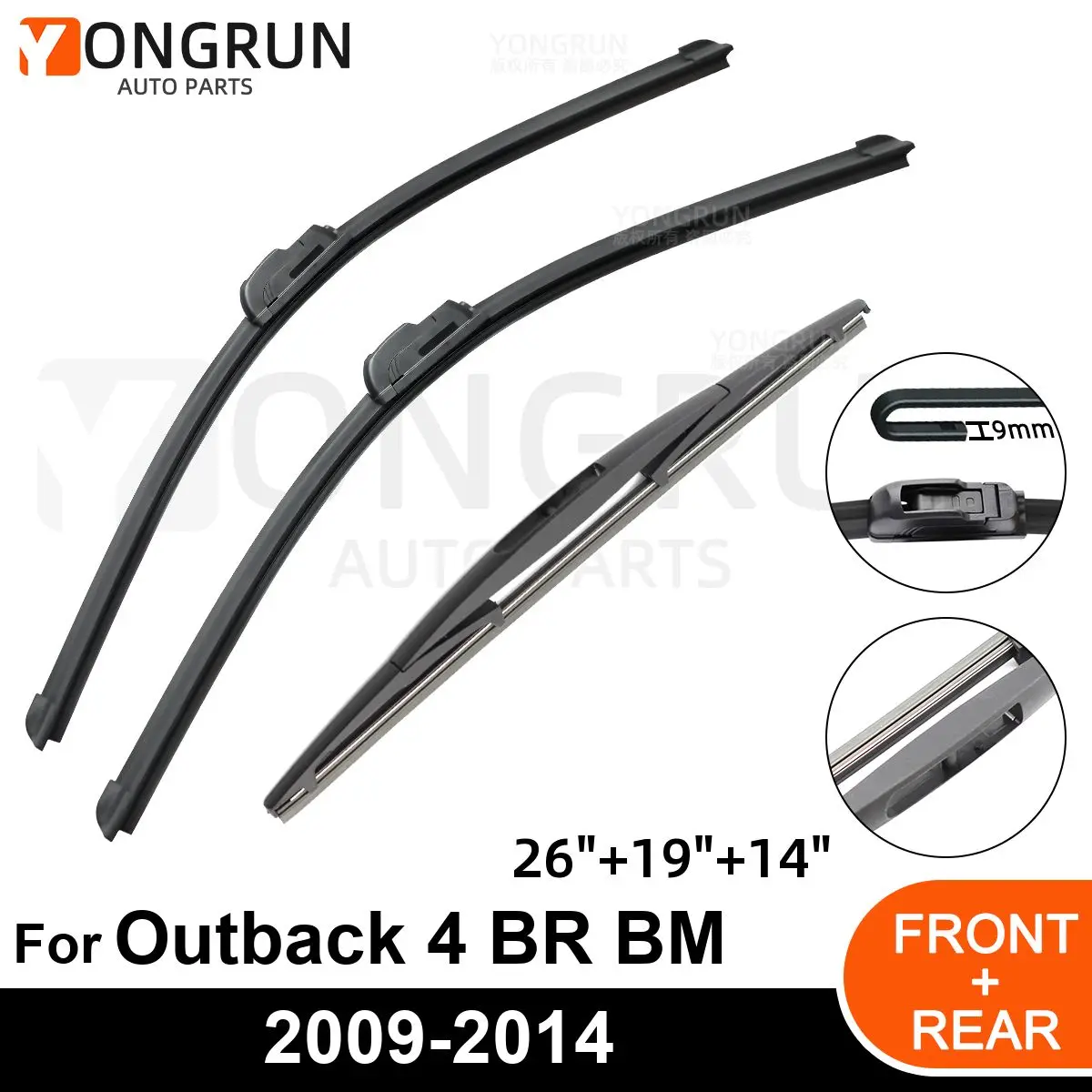 

Car Windshield Windscreen Front Rear Wiper Blade Rubber Accessories For Subaru Outback 4 BR BM 26" 19" 14" 2009 - 2012 2013 2014