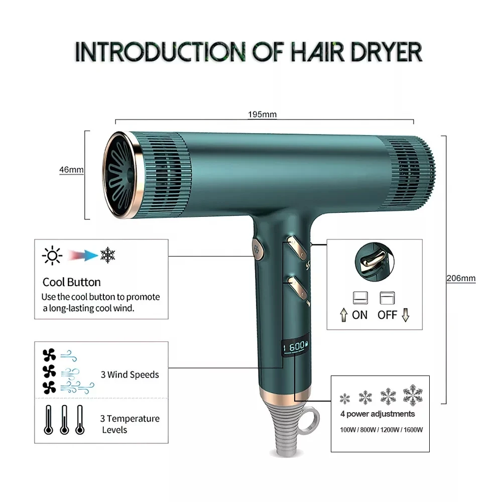 New Arrival 113,000 rpm/min High Speed Brushless Professional Hair Dryer 275g Lightweight Low Noise Beauty Salon Blower Machine enlarge