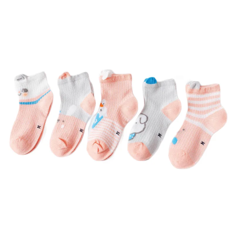 5 Pairs/Lot Baby Socks For Newborns Infant Cute Cartoons Soft Cotton Socks Summer 1-8Year Boy Girl Lovely Mesh Kids Gift