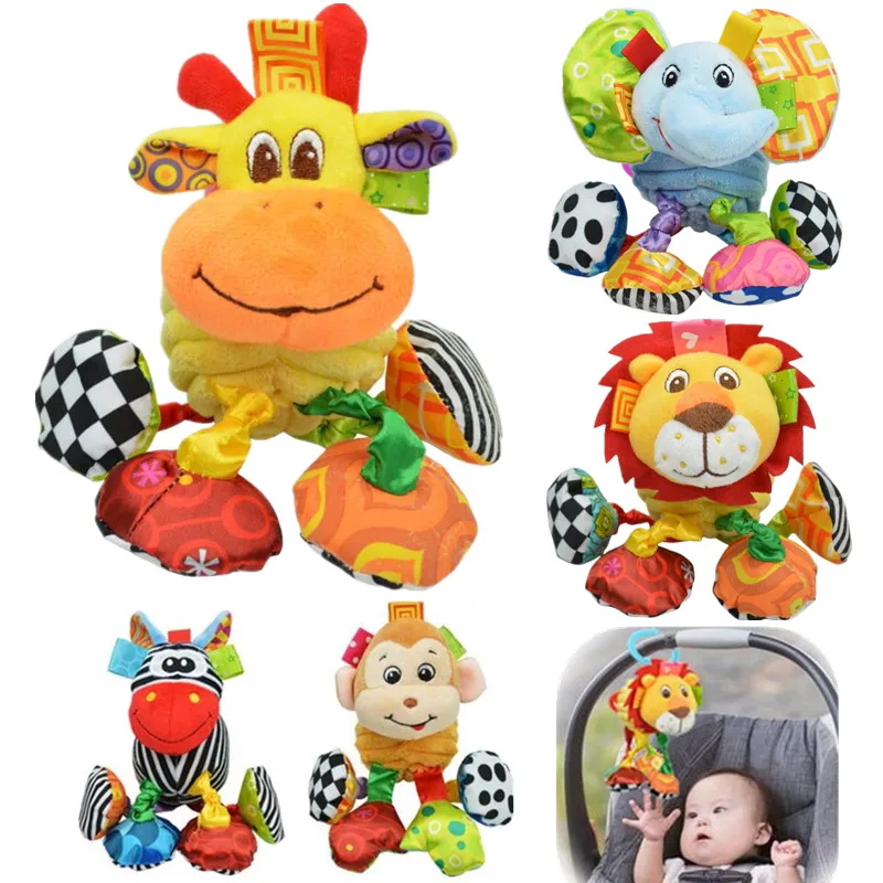 

0-12 Month Infant Baby Rattles Mobiles Toys Spiral Bed Stroller Crib Cot Hanging Plush Rattle Toy Animal Early Educational Toy