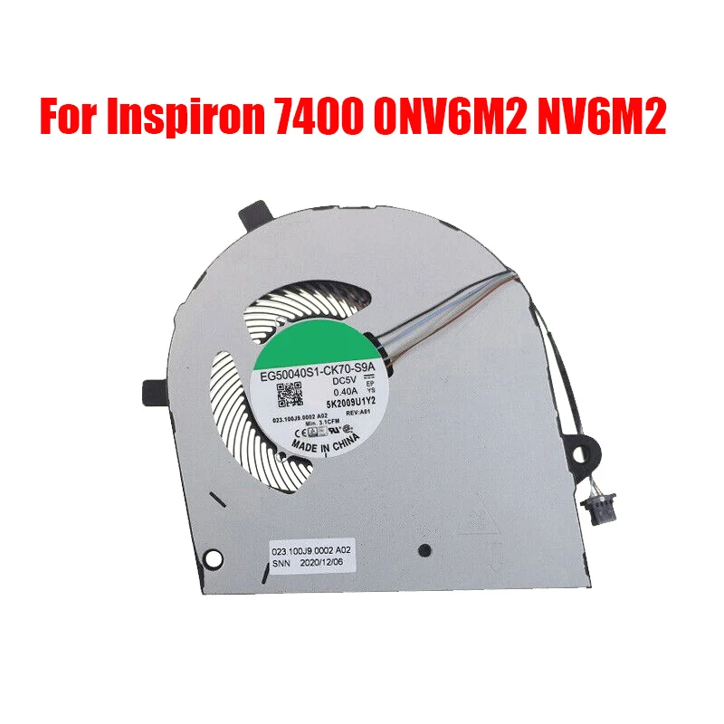 Вентилятор ЦП для ноутбука DELL Inspiron 14 7400 0NV6M2 NV6M2 EG50040S1-CK70-S9A DC5V 0.40A 4PIN Новый