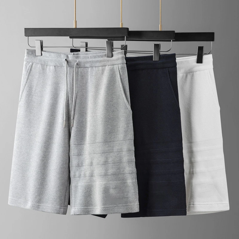 

TB THOM Men's Shorts Fashion Hide 4-Bar Striped Solid Color Sweatpants Luxury Brand Pants High Quality Cotton Stretch TB Pants