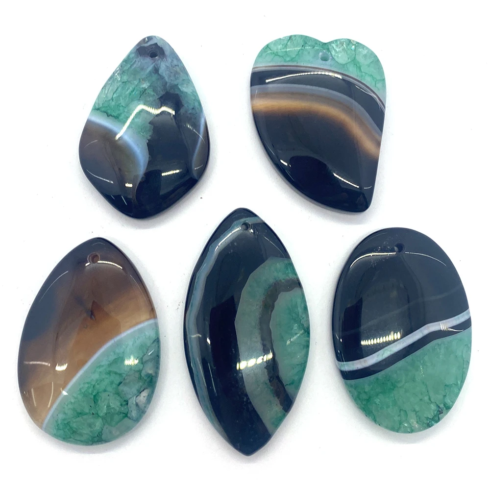 

5pc Natural Stone Striped Agate Pendants Various Shapes Natural Stone Pendant Charms for Making DIY Charm Jewelry Necklaces