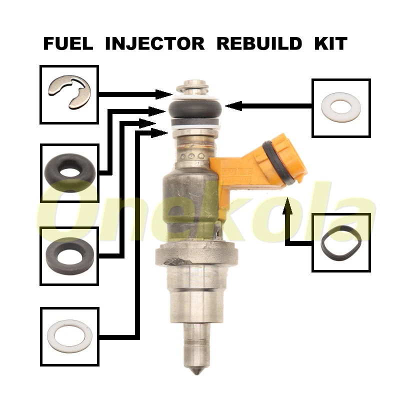 

Fuel Injector Service Repair Kit Filters Orings Seals Grommets for Toyota 2JZFSE,1JZFSE 23250-46140 23209-49066 23209-49065