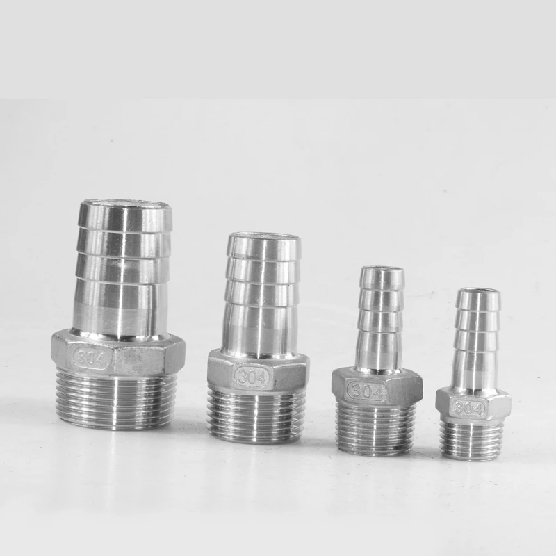 

304 Stainless Steel 1/8" 1/4" 3/8" 1/2" BSP Male Thread Pipe Fitting x 6mm-25mm Barb Hose Tail Pagoda Coupling Connector