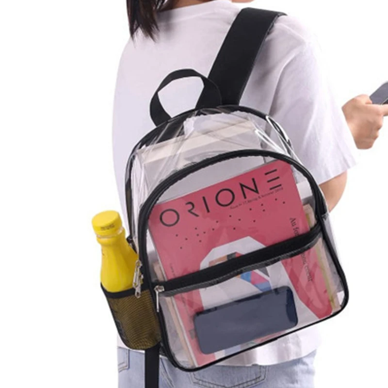 

Transparent Backpack Waterproof PVC Student Jelly Rucksack Storage Bag Men Women Clear Backpacks Top-Handle School Book Bag
