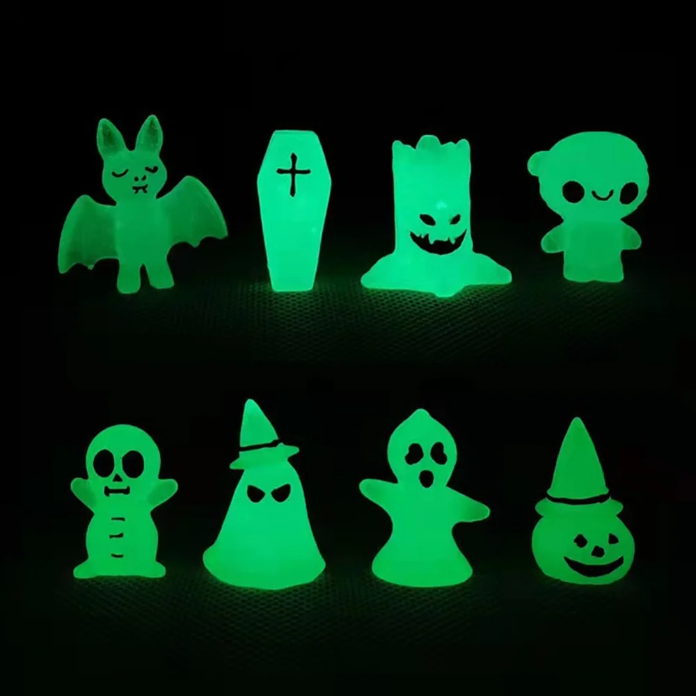 Набор Из 4 Светящихся Миниатюрных Статуй На Тему Хэллоуина-гарбуз Грона Летучая