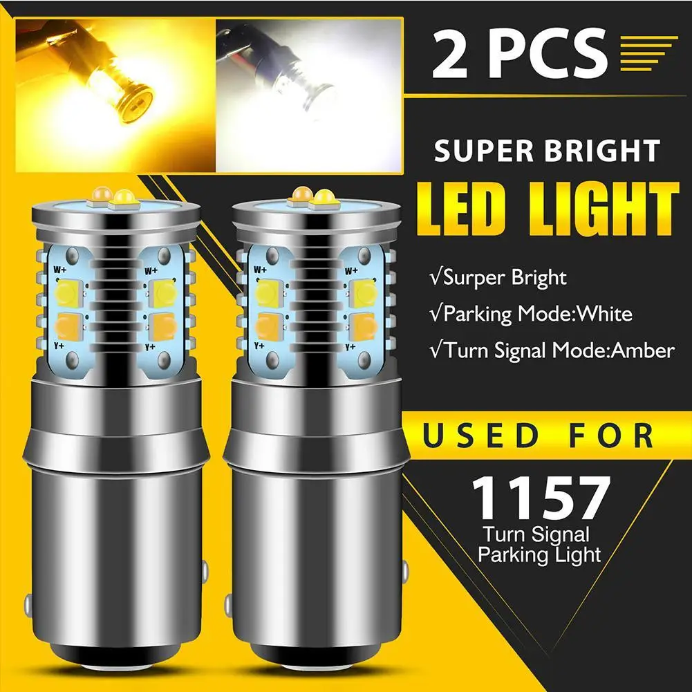 

2 шт. Белый/янтарный двухцветный 1157 BAY15D 7528 3496 2057 передний сигнал поворота светильник автомобильный дневной сигнал поворота s