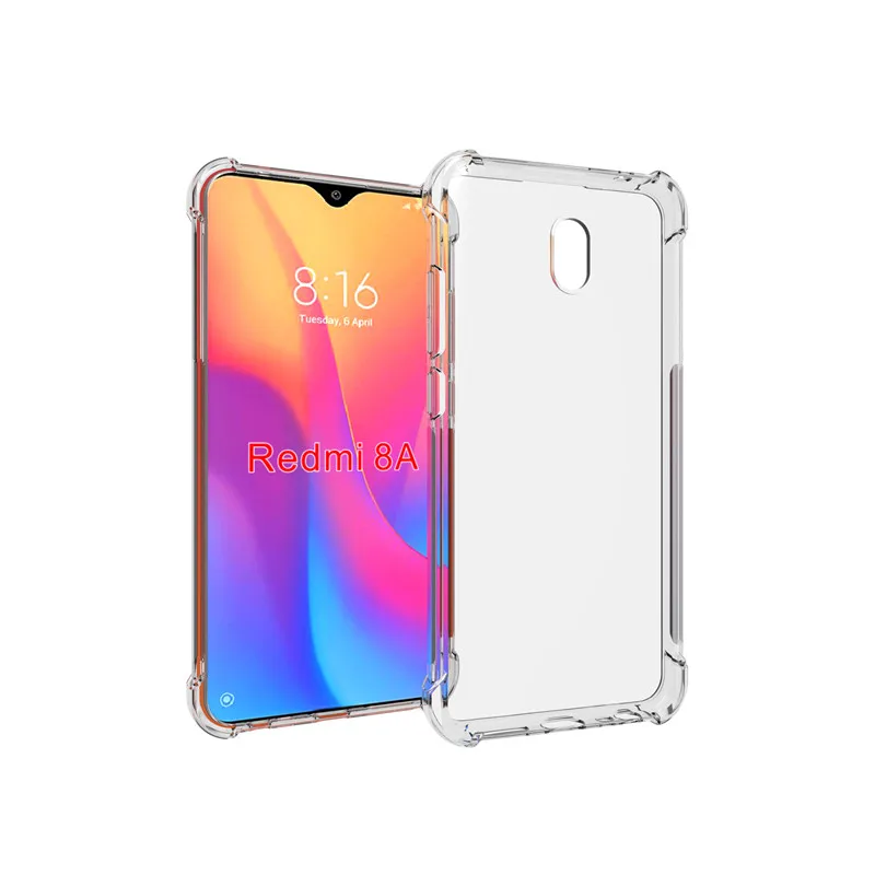 

For Xiaomi Redmi 8A mobile phone case transparent all-inclusive TPU four-corner anti-fall silicone protective cover soft