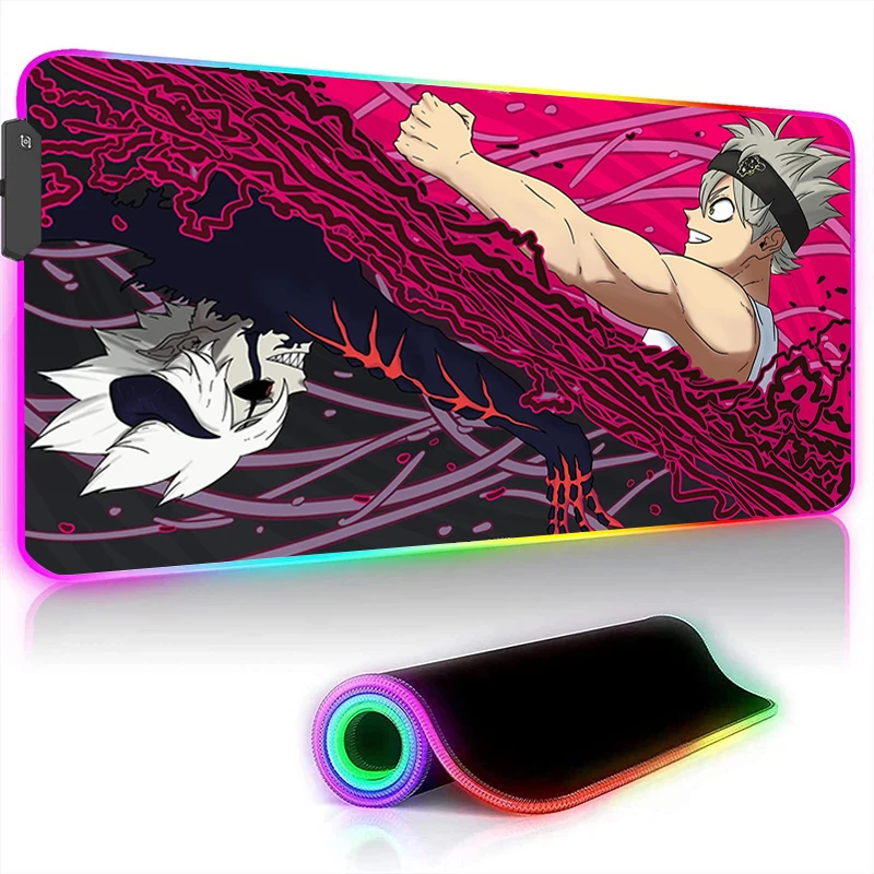 

Black Clover Rgb Mouse Pad Xxl Desk Accessories Pc Mousepad Led Gamer Keyboard Mat Gaming Anime Carpet Large Computer Desk Mats