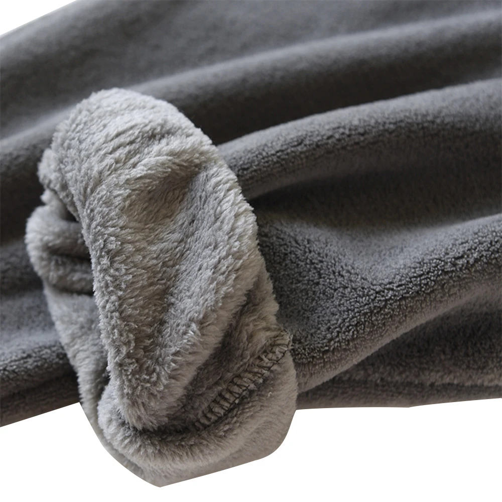 Winter Men Thickened Warm Drawstring Pocket Sleep Bottom Casual Comfort Flannel Fleece Super Soft Pajamas Pants Home Sweatpants