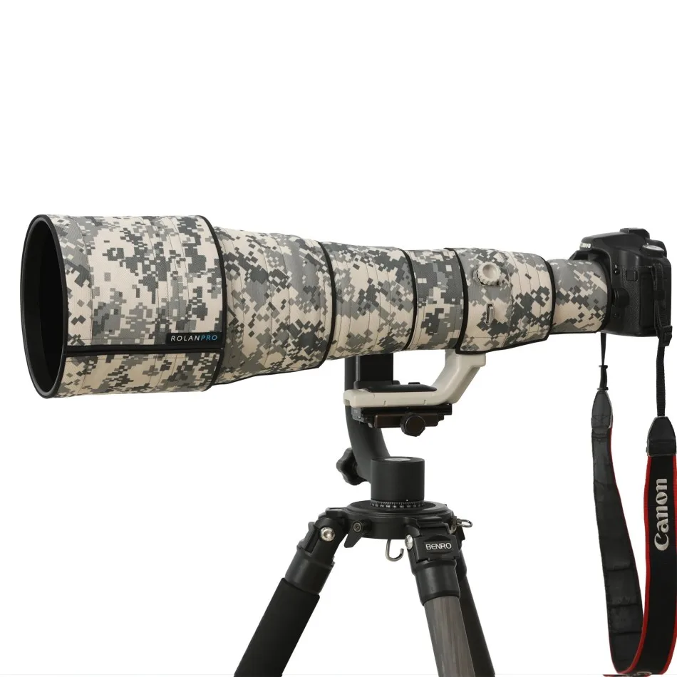 Фото Камуфляжный чехол ROLANPRO для объектива Canon EF 600mm f/4 L IS USM с защитой от сотрясений I Coat, дождевик, чехол для объектива, чехол для пистолетов №2