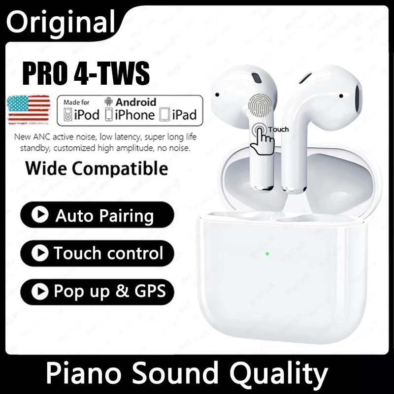 Original Airs Pro 4 TWS Wireless Bluetooth Earphones Mini Pod Earbuds Earpod Gaming Headset For Xiaomi Apple iPhone Headphones