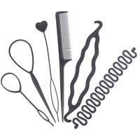 6pcsset hairstyle braiding tools pull through hair needle hair disk hair comb