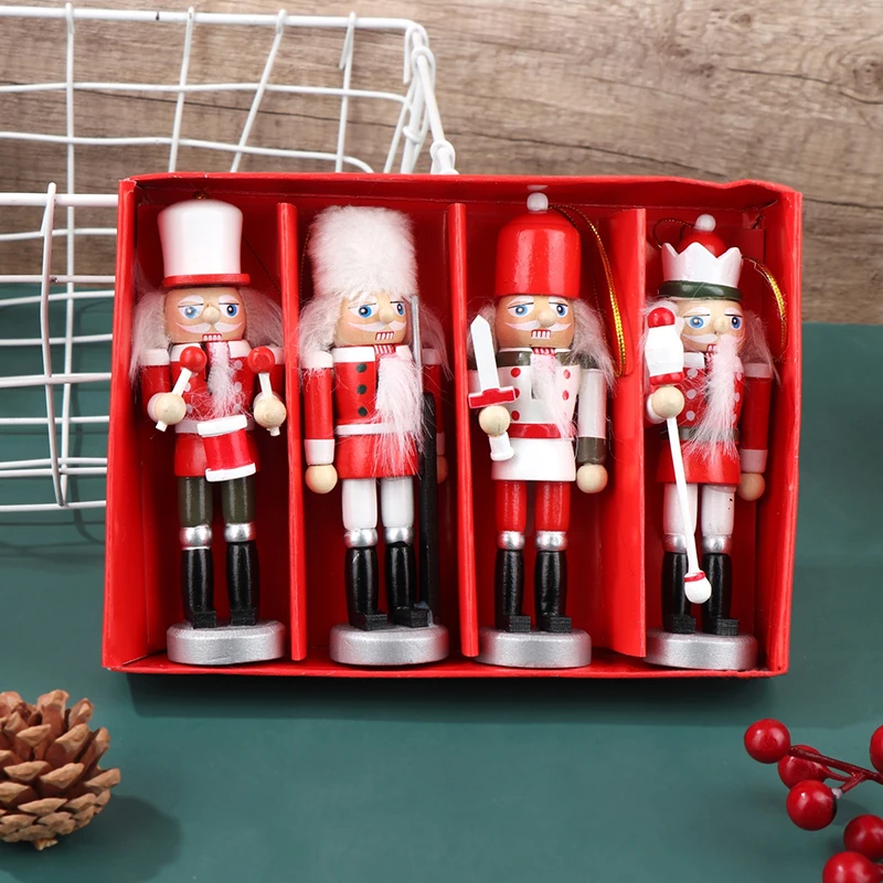

1Pc 12CM Nutcracker Puppet Soldier Pendant Christmas Decoration Cartoon Mini Soldier Doll Desktop Ornament Home Decor