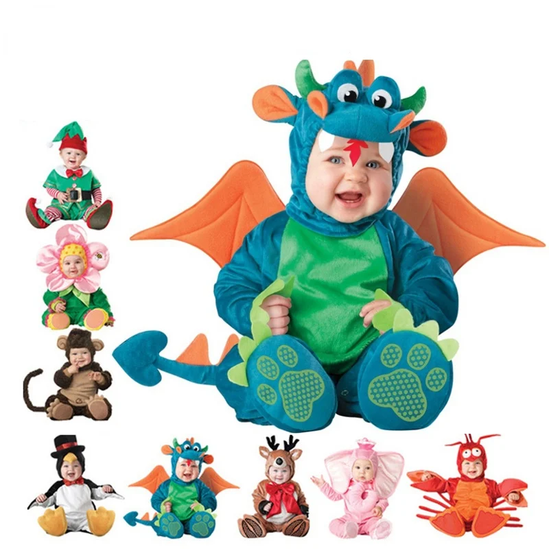2022 Baby Rompers Newborn Clothes Animal Pirate Dinosaur Penguin Santa Claus Carnival Christmas Elf Halloween Costume for Kids