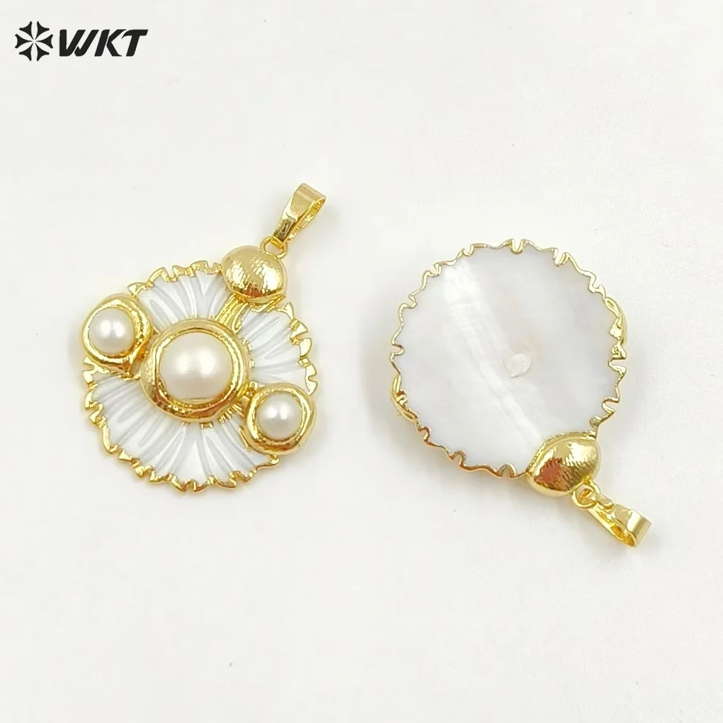 WT-JP395 Популярный легкий модный кулон из жемчужной ракушки с 18-каратным настоящим